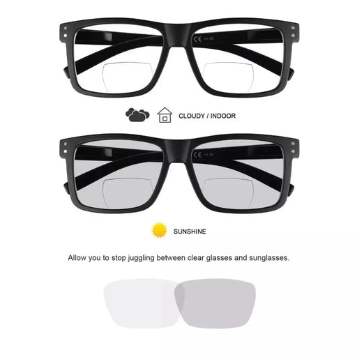 eyekeeper.com Rectangle Transition Photochromic Bifocal Reading Glasses BSBR2142 Eyeglasses