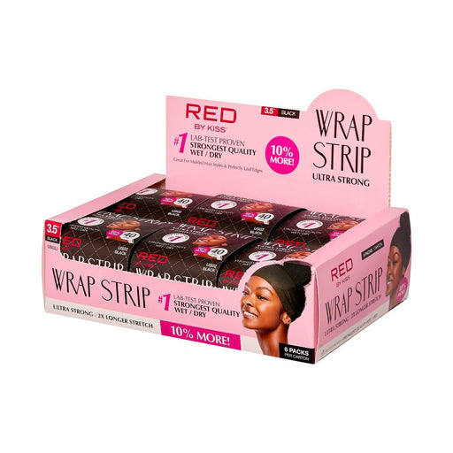 VIP Extensions Red by Kiss Wrap Strip, Ultra Strong 2X Longer Stretch, 44 Strips, Black-3.5 Hair Accessories