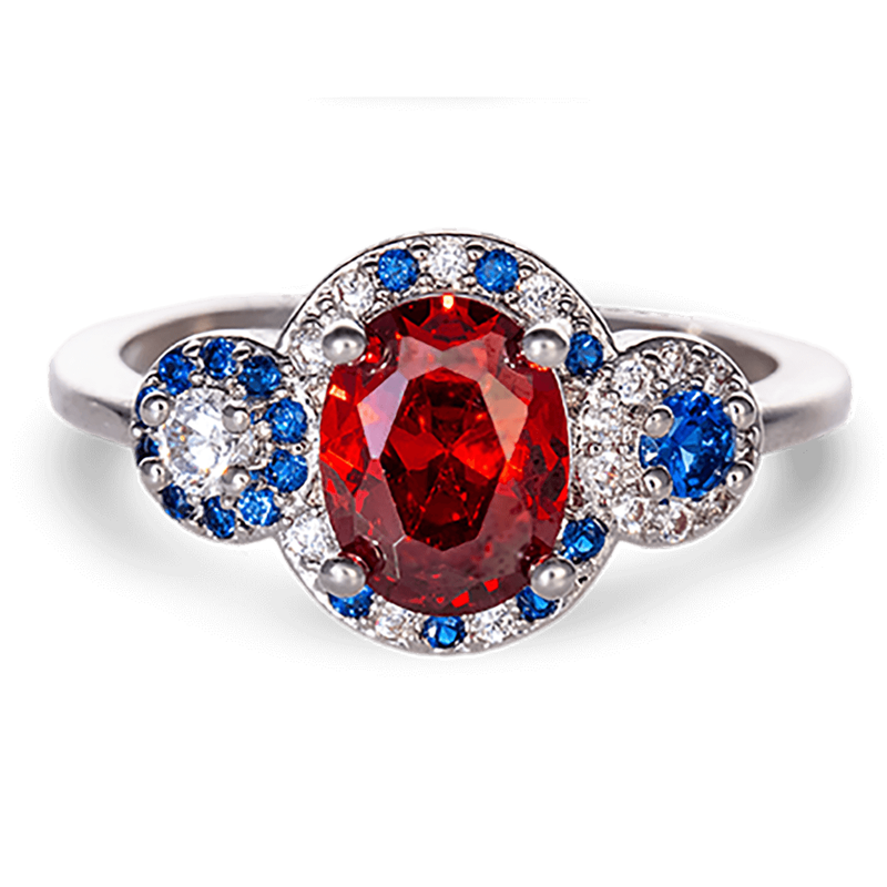 Fragrant Jewels Red Oval America Ring Ring