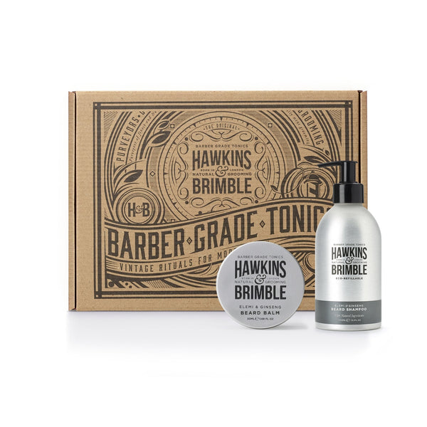 Hawkins & Brimble COM Eco-Refillable Beard Shampoo + Beard Balm Bundle
