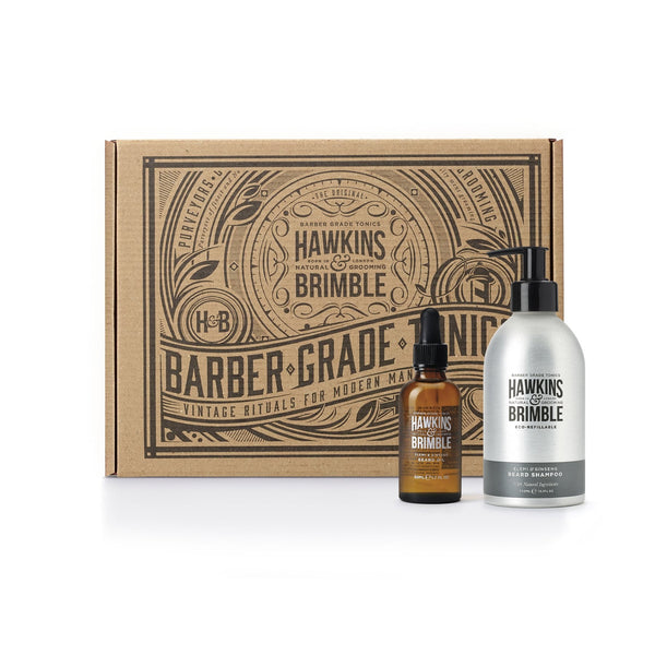 Hawkins & Brimble COM Eco-Refillable Beard Shampoo + Beard Oil Bundle