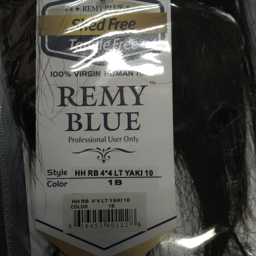 VIP Extensions Remy Blue 4x4 Yaki 10" Closure Color 1B Hair Extension Black