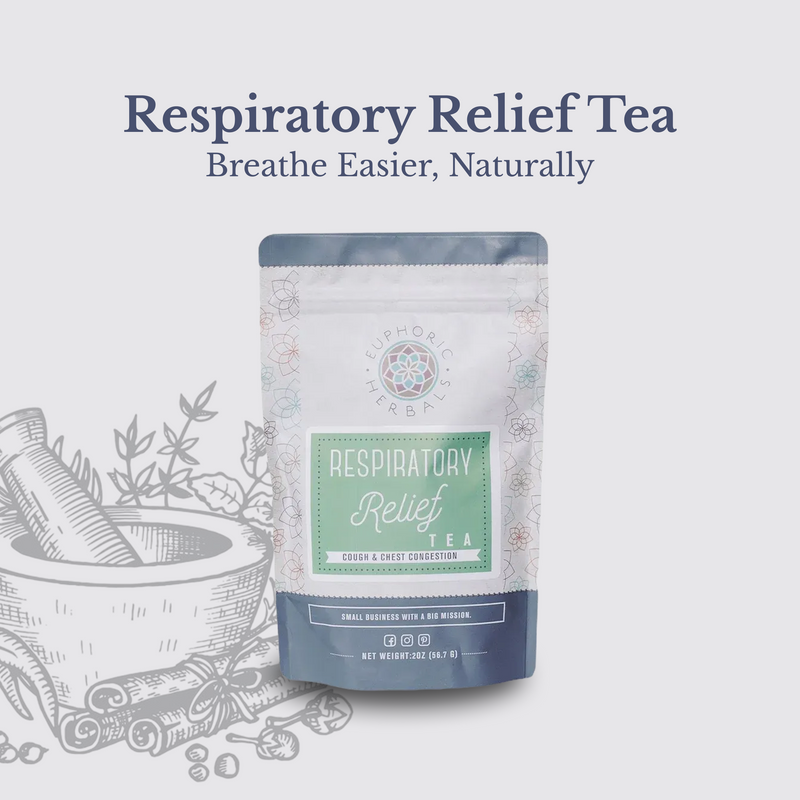 Euphoric Herbals Respiratory Relief Tea Herbal Tea Lavender 60 Cup Servings,30 Cup Servings