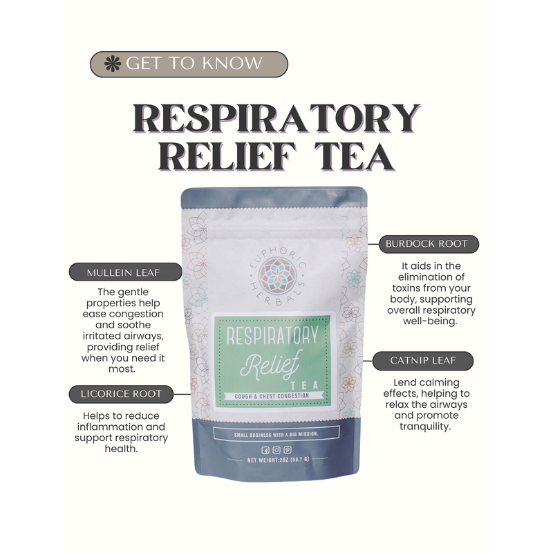 Euphoric Herbals Respiratory Relief Tea Herbal Tea White Smoke 60 Cup Servings,30 Cup Servings