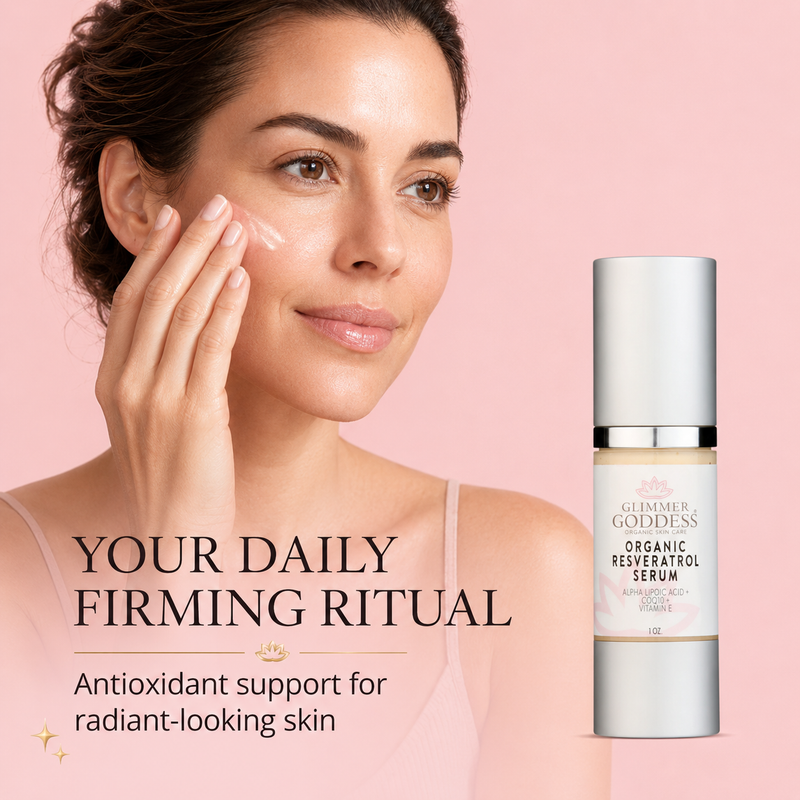 Glimmer Goddess® Organic Skin Care Organic Resveratrol Serum – Instant Firming Serums Pink 1 oz.