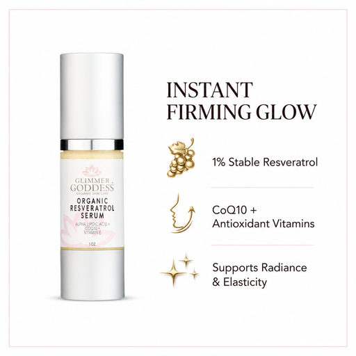 Glimmer Goddess® Organic Skin Care Organic Resveratrol Serum – Instant Firming Serums White Smoke 1 oz.