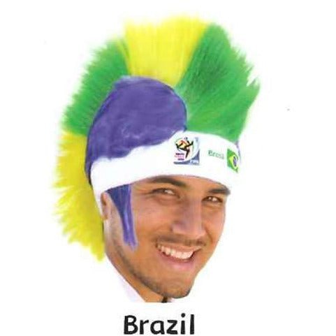 VIP Extensions Soccer Fan Mohawk Wig Hat - Vintage Collectible Official FIFA World Cup (14 Countries) Wig