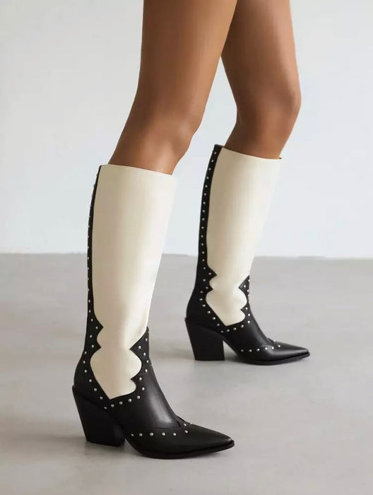 Retro Pattern Cowboy Western Boots For Women