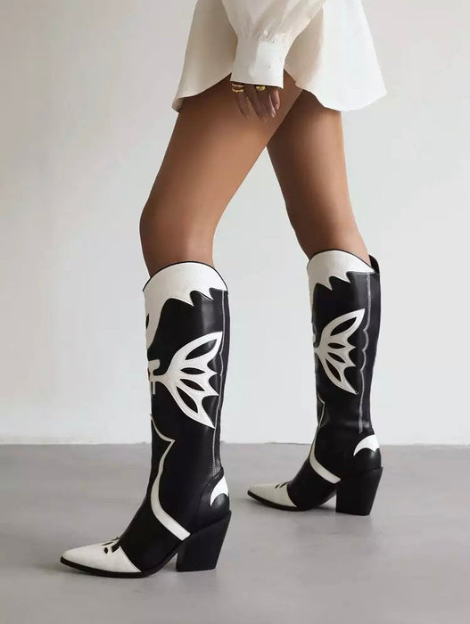 Retro Pattern Cowboy Western Boots For Women