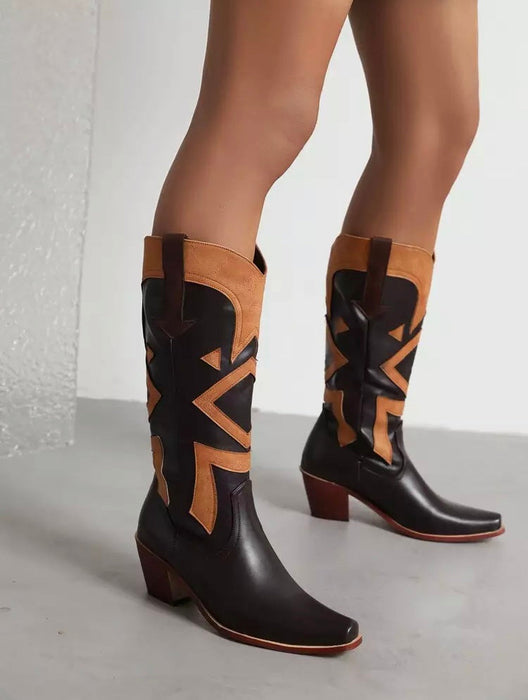 Retro Pattern Cowboy Western Boots For Women