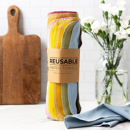 ZeroWasteStore.com Reusable Paper Towels Reusable Paper Towels White Smoke 24 Pack (Pre-rolled) / Earth Tones