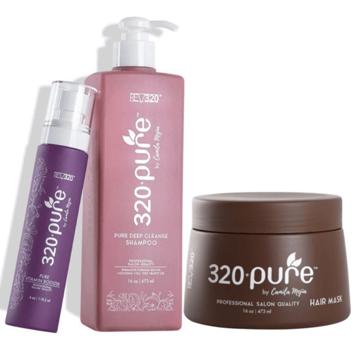 Rev320 Pure Combo Set, Deep Cleanse Shampoo & Hair Mask & Vitamin Booster