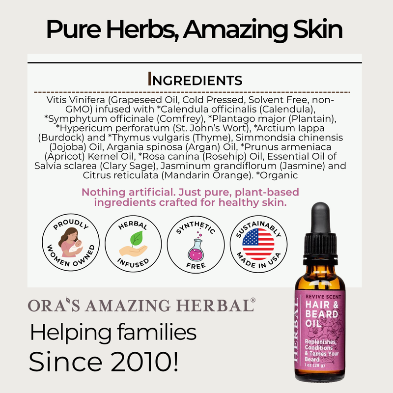 Ora's Amazing Herbal Revive, Beard and Hair Oil