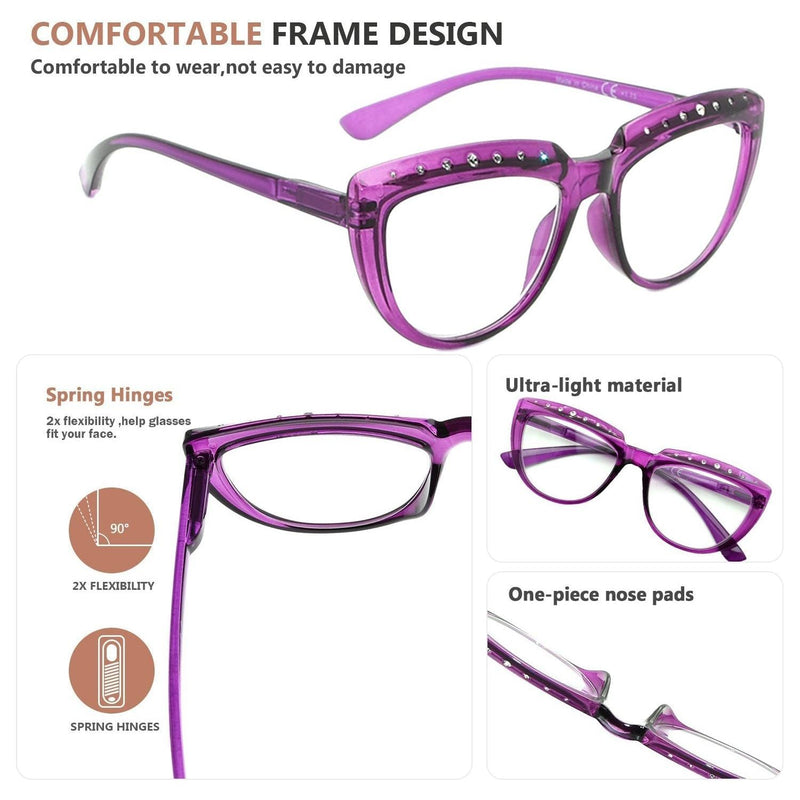 eyekeeper.com Rhinestone Half Moon Design Reading Glasses R2018 Eyeglasses