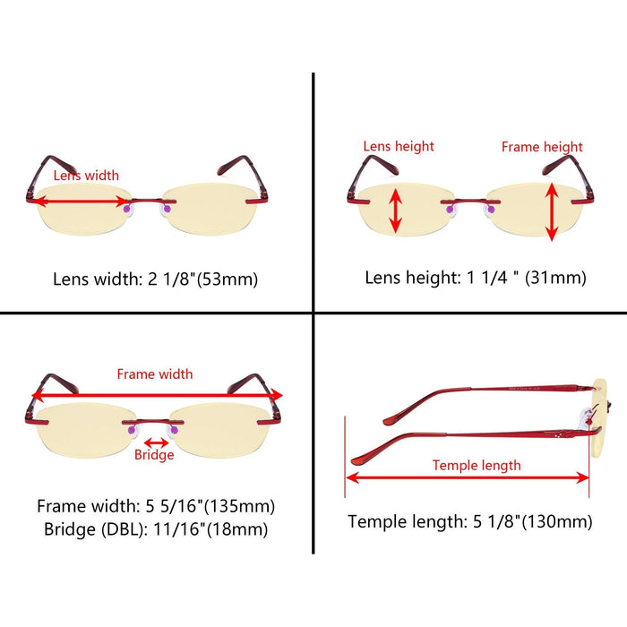 Eyekeeper.Com - Rimless Blue Light Blocking Reading Glasses Tmwk9903A