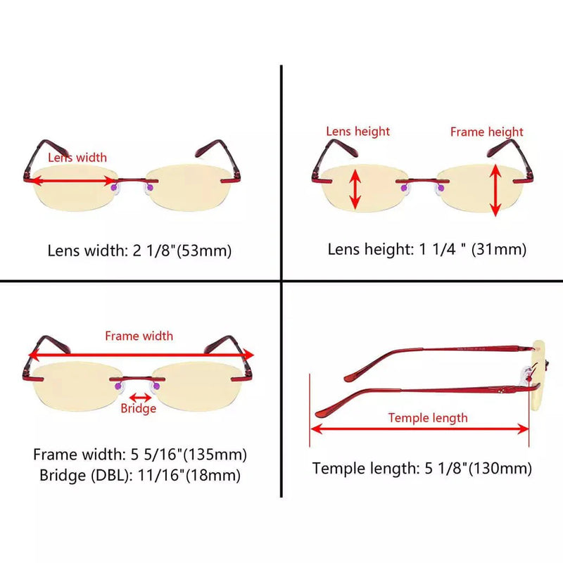 eyekeeper.com Rimless Blue Light Blocking Reading Glasses TMWK9903A Eyeglasses