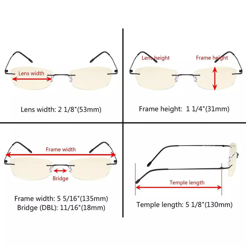eyekeeper.com Rimless Blue Light Blocking Reading Glasses TMWK9903B Eyeglasses
