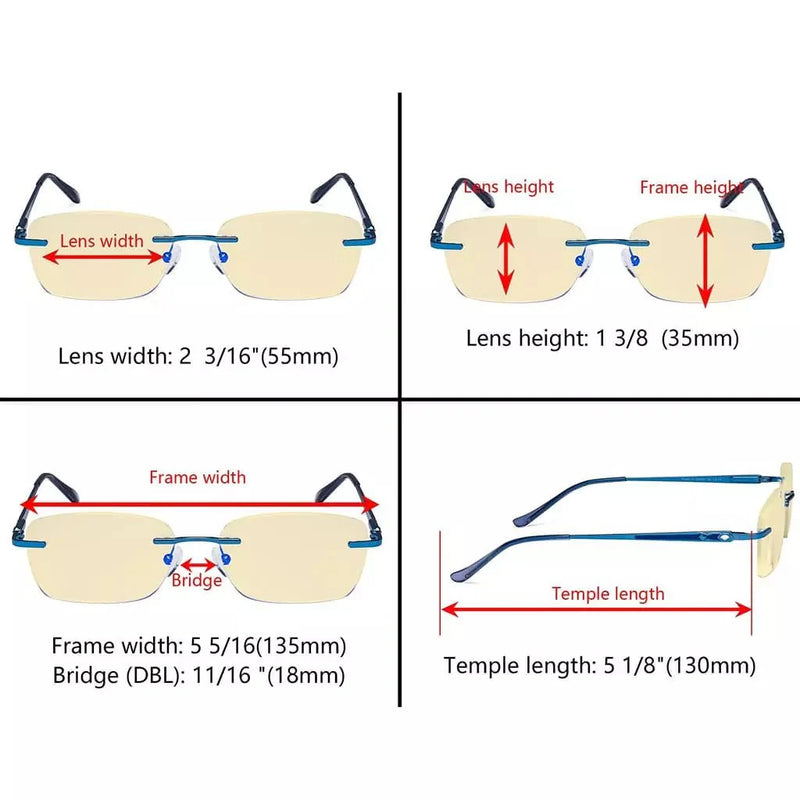 eyekeeper.com Rimless Blue Light Blocking Reading Glasses TMWK9905A Eyeglasses
