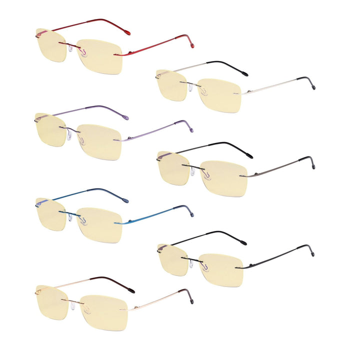 Eyekeeper - 7 Pack Rimless Blue Light Blocking Reading Glasses Tmwk9905B