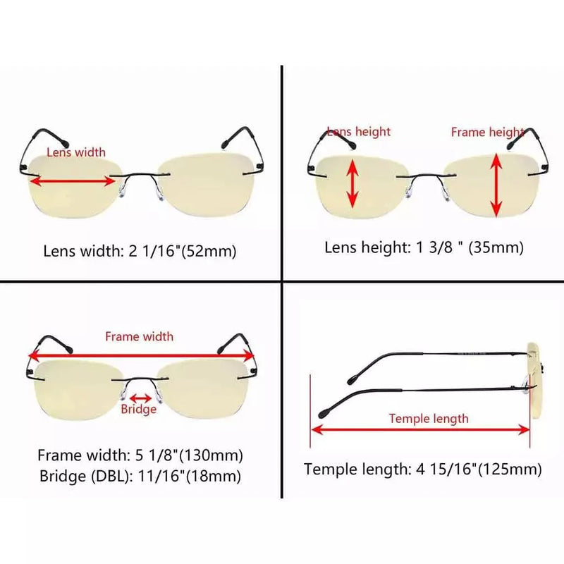 eyekeeper.com Rimless Blue Light Blocking Reading Glasses TMWK9907B Eyeglasses