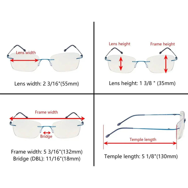 eyekeeper.com Rimless Progressive Multifocal Reading Glasses MWK9905B Eyeglasses
