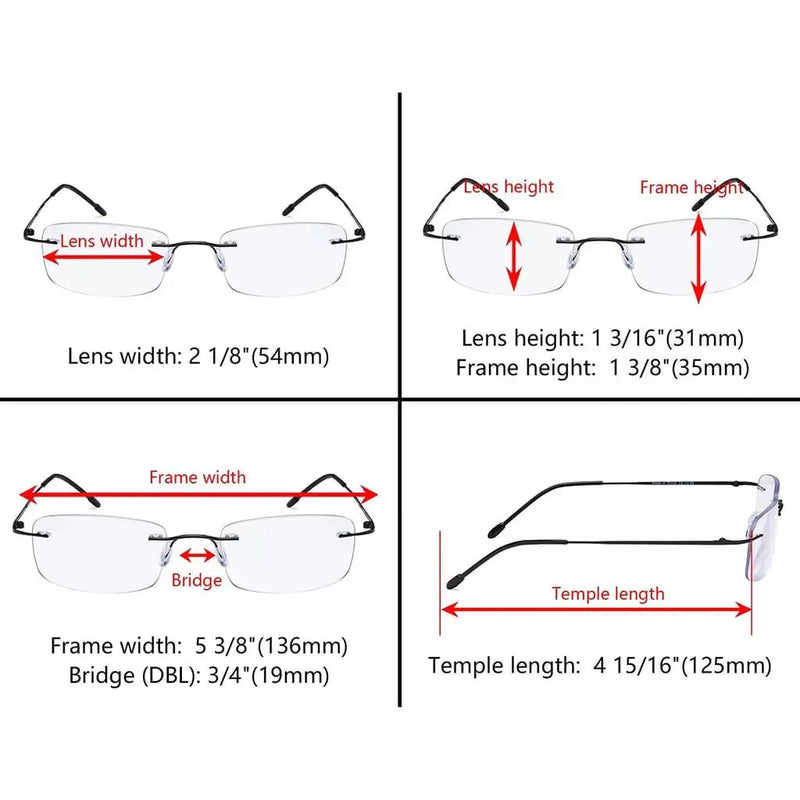 eyekeeper.com Rimless Progressive Multifocus Reading Glasses MWK8 Eyeglasses
