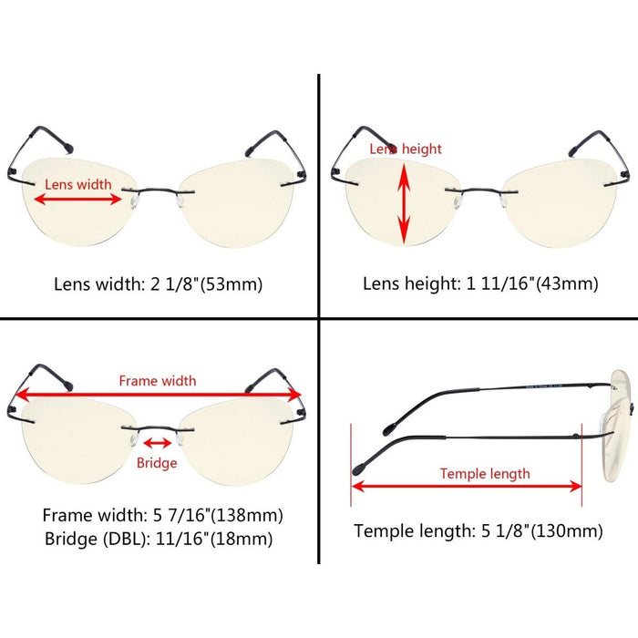 Eyekeeper.Com - Rimless Progressive Multifocus Reading Glasses Mwk9901B