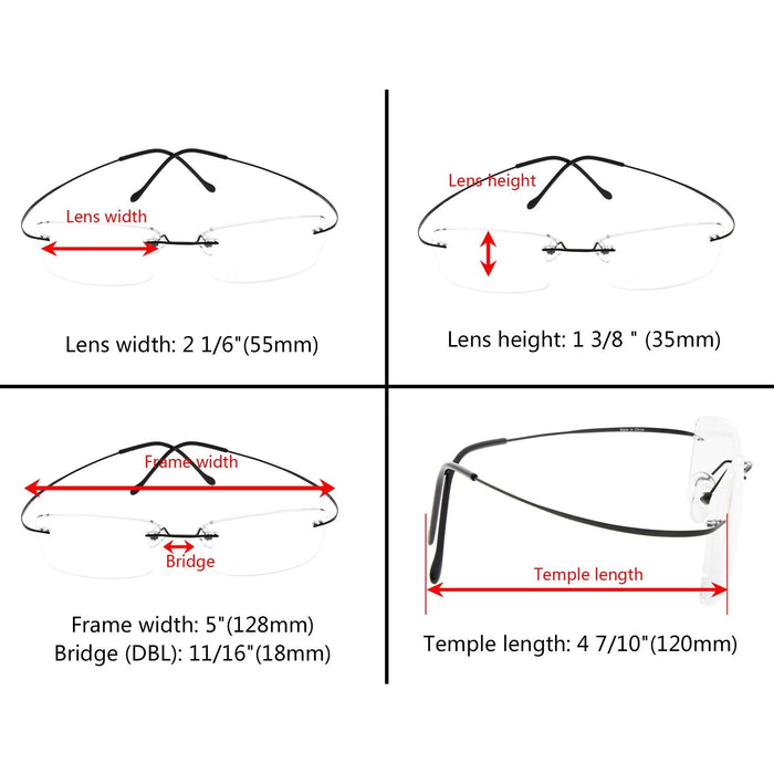 Eyekeeper.Com - Rimless Reading Glasses Rectangle Readers Stylish R1509