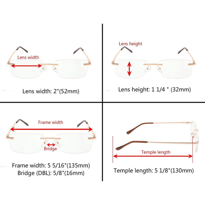 Eyekeeper.Com - Rimless Rectangle Reading Glasses R1612