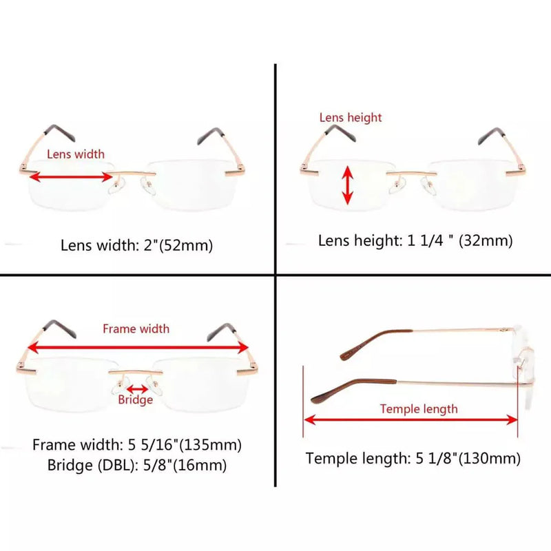 eyekeeper.com Rimless Rectangle Reading Glasses R1612 Eyeglasses