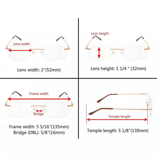 eyekeeper.com Rimless Rectangle Reading Glasses R1612 Eyeglasses