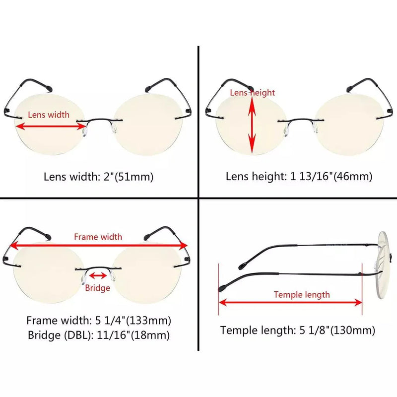 eyekeeper.com Rimless Round Multifocus Progressive Reading Glasses MWK9910 Eyeglasses