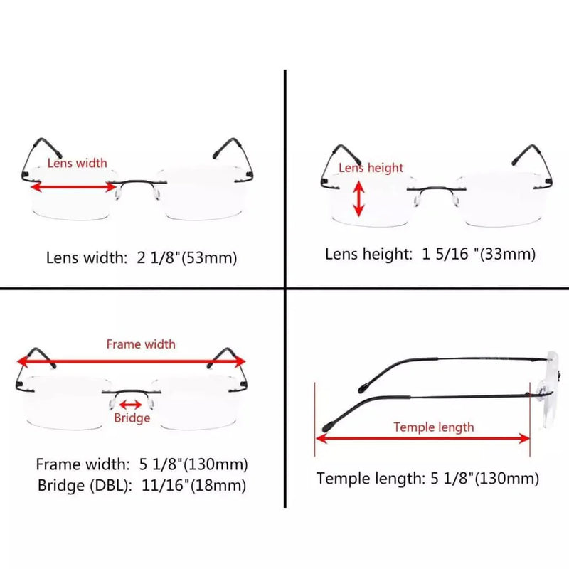 eyekeeper.com Rimless Spectacle Rectangle Reading Glasses RWK9904 Eyeglasses