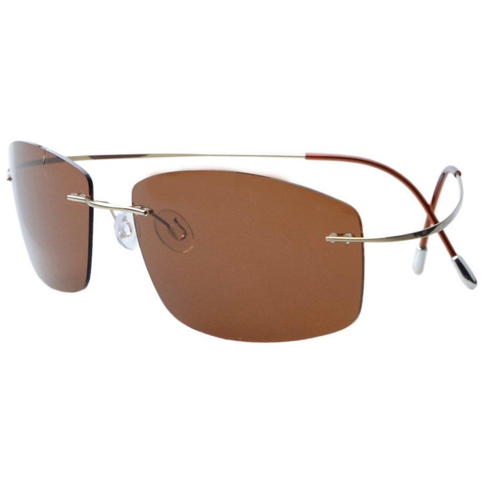 Eyekeeper.Com - Rectangle Rimless Titanium Frame Polarized Sunglasses S1504