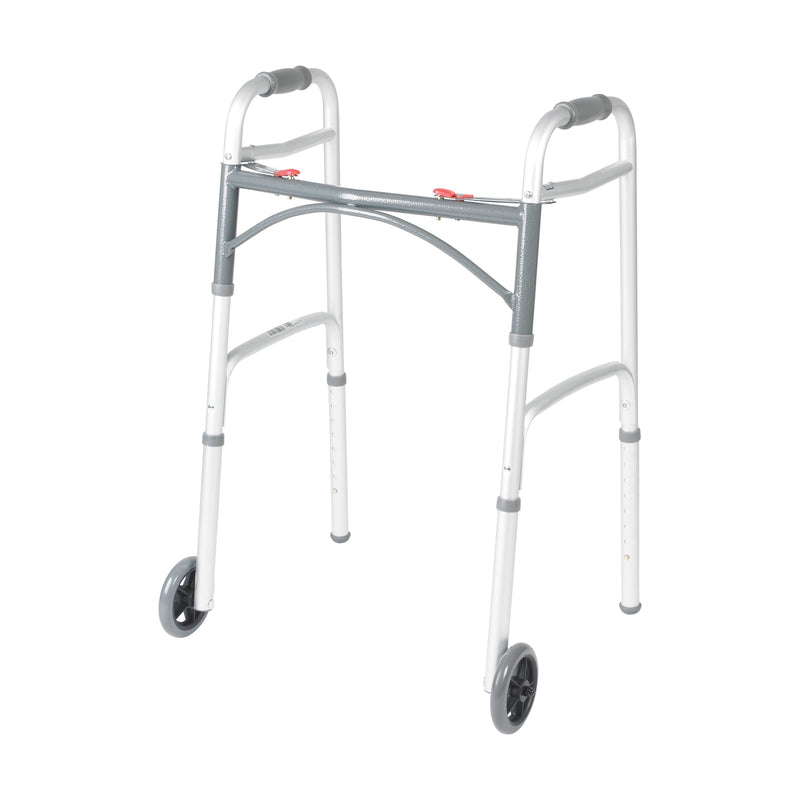 RIO Medical Supplies PreserveTech Deluxe Two Button Folding Walker with 5" Wheels