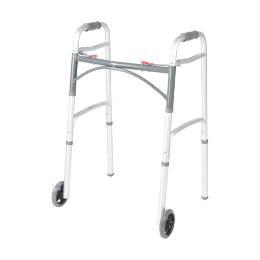 RIO Medical Supplies PreserveTech Deluxe Two Button Folding Walker with 5" Wheels