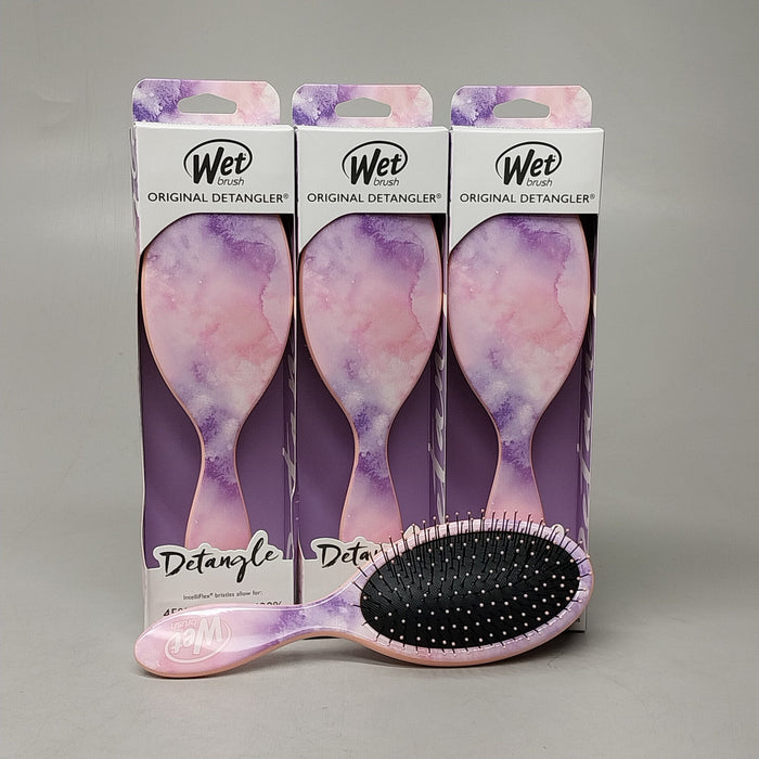 Paywut - Wet Brush (4 Pack) Original Detangler Hair Brush Pink / Purple Watermark Pattern