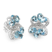 Bids.com 10.26 Carat Genuine Blue Topaz & White Topaz .925 Sterling Silver Earrings Earrings