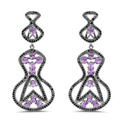 Bids.com 5.30 Carat Genuine Amethyst and Black Spinel .925 Sterling Silver Earrings Earrings