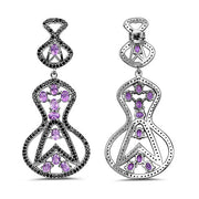 Bids.com 5.30 Carat Genuine Amethyst and Black Spinel .925 Sterling Silver Earrings Earrings