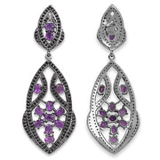 Bids.com 5.74 Carat Genuine Amethyst and Black Spinel .925 Sterling Silver Earrings Earrings