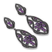 Bids.com 5.74 Carat Genuine Amethyst and Black Spinel .925 Sterling Silver Earrings Earrings