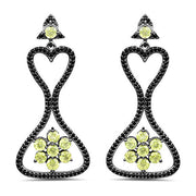 Bids.com 6.93 Carat Genuine Peridot and Black Spinel .925 Sterling Silver Earrings Earrings