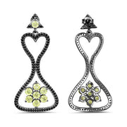 Bids.com 6.93 Carat Genuine Peridot and Black Spinel .925 Sterling Silver Earrings Earrings