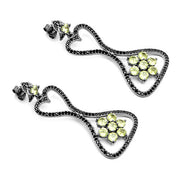 Bids.com 6.93 Carat Genuine Peridot and Black Spinel .925 Sterling Silver Earrings Earrings