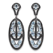 Bids.com 13.80 Carat Genuine Blue Topaz and Black Spinel .925 Sterling Silver Earrings Earrings