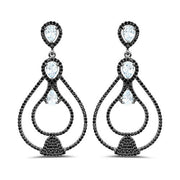Bids.com 8.81 Carat Genuine Blue Topaz and Black Spinel .925 Sterling Silver Earrings Earrings