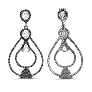 Bids.com 8.81 Carat Genuine Blue Topaz and Black Spinel .925 Sterling Silver Earrings Earrings