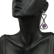 Bids.com 6.31 Carat Genuine Amethyst & Black Spinel .925 Sterling Silver Earrings Earrings