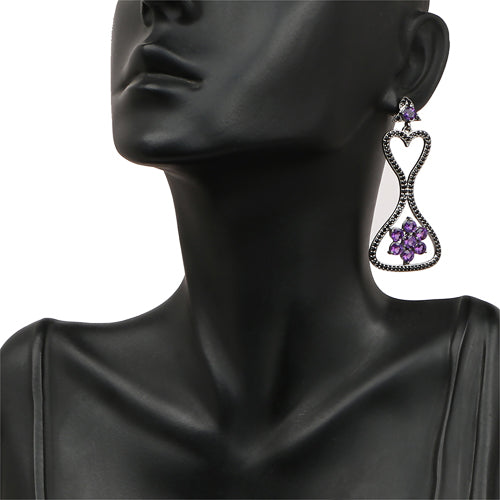 Bids.com 6.31 Carat Genuine Amethyst & Black Spinel .925 Sterling Silver Earrings Earrings